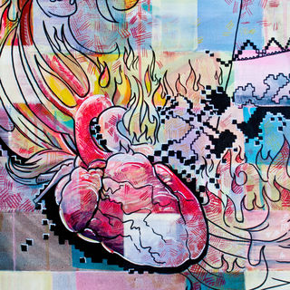 Apollon sets a heart on fire, Richard Wünsch, Urban Art, Malerei, Leinwand, Johannes Baptista Ludwig, Kunst, www.Gestaltung Ludwig.de, Köln, Künstler, Nerz, Illustration, theartof_jbl